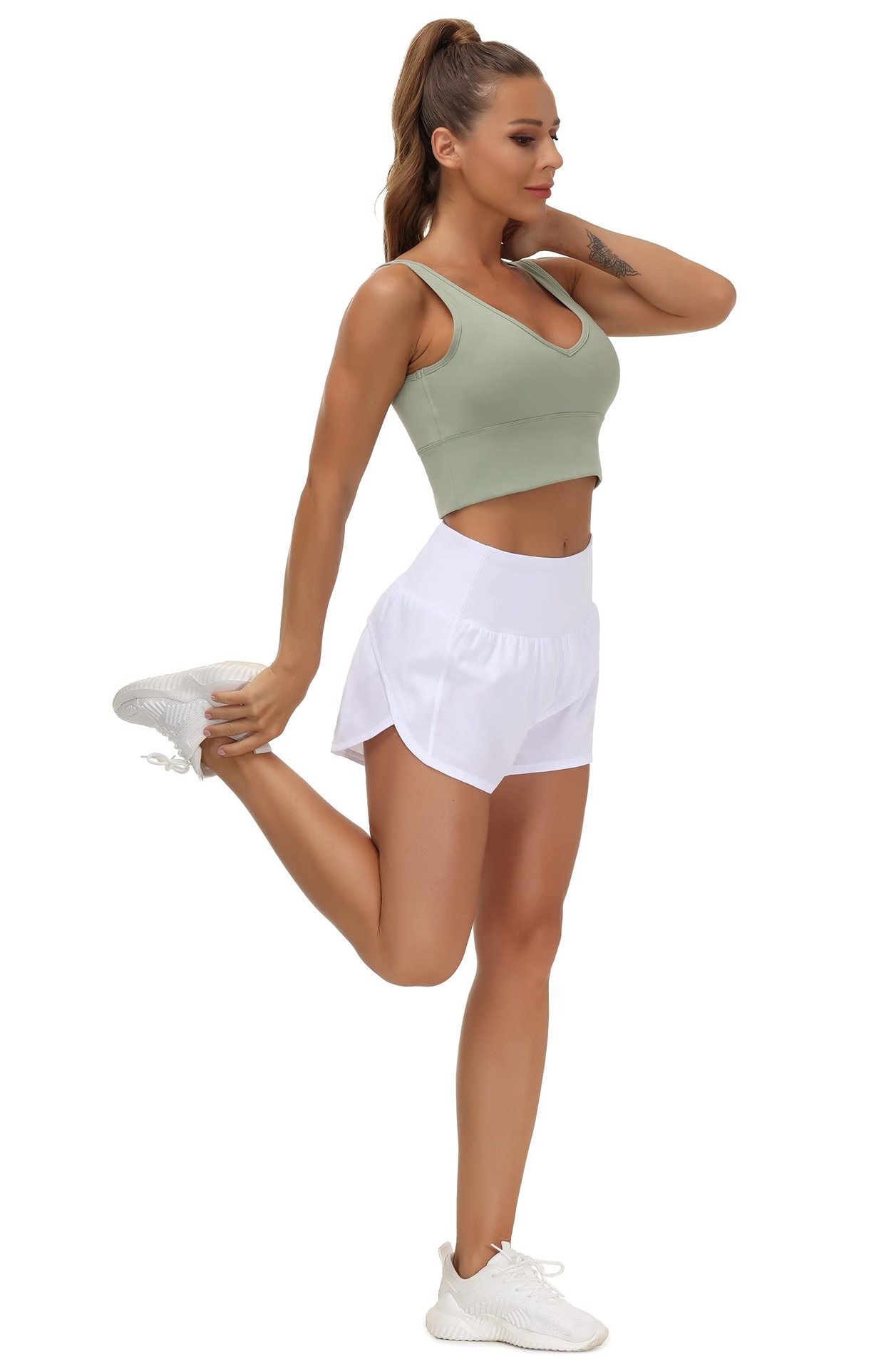 ❤Damen High-Waist Yoga-Shorts mit Gesäßtasche & Doppellage – Atmungsaktiv, für Sport & Laufen