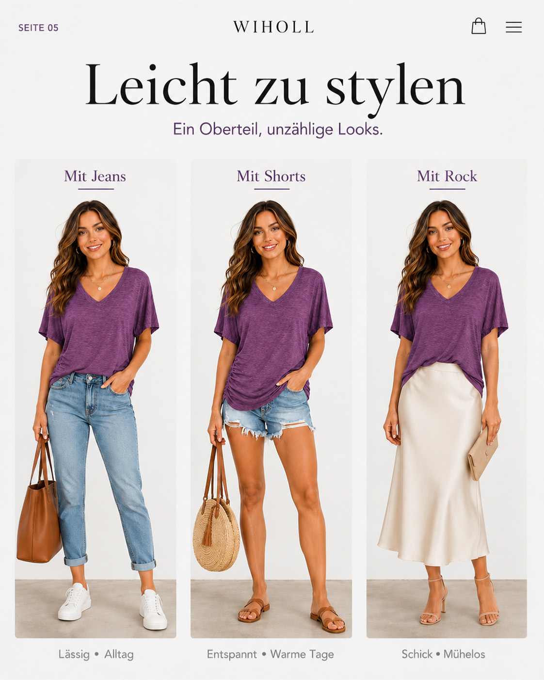 WIHOLL Womens V Neck Dolman Tops with Side Shirring
