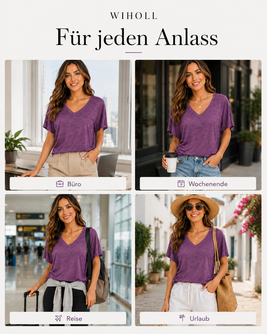 WIHOLL Womens V Neck Dolman Tops with Side Shirring