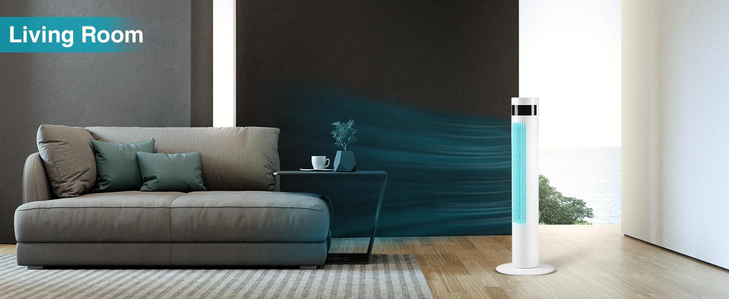 【DealsForYouDays】 Tower Fan, Oscillation fan with Remote Control, Standing fan for office, 3 Wind Modes, Time Settings, Portable Bladeless Floor Fans for Home