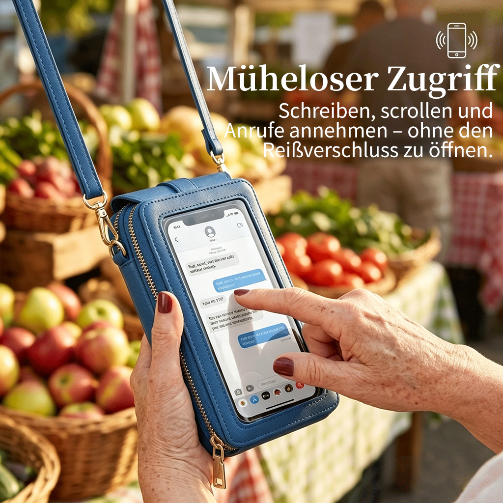 🏆 NUR HEUTE: Nur 9,99 €!! 👜📱 Schlichte, elegante Damen-Umhängetasche mit Touchscreen-Fenster