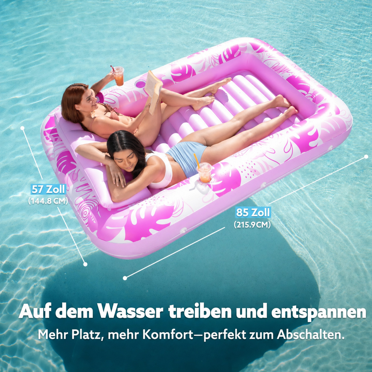 Sloosh Inflatable Tanning Pool Lounge Float with Cup Holder