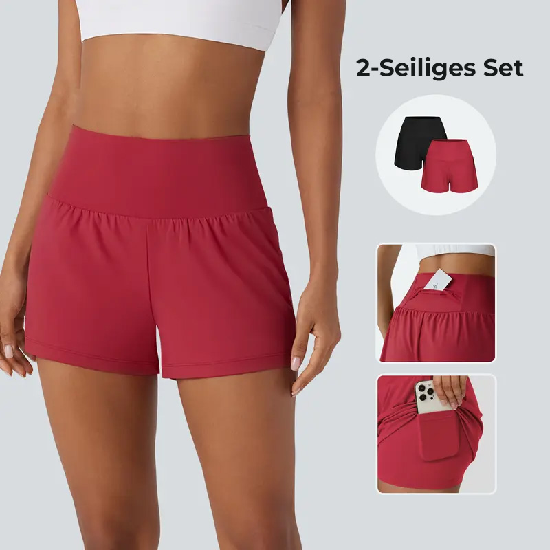 【Creator's Pick】💖2-teiliges Set – Super High Waist Yoga-Shorts mit Gesäßtasche & versteckten Seitentaschen, 2-in-1👉2 kaufen, 15 % Rabatt + kostenloser Versand