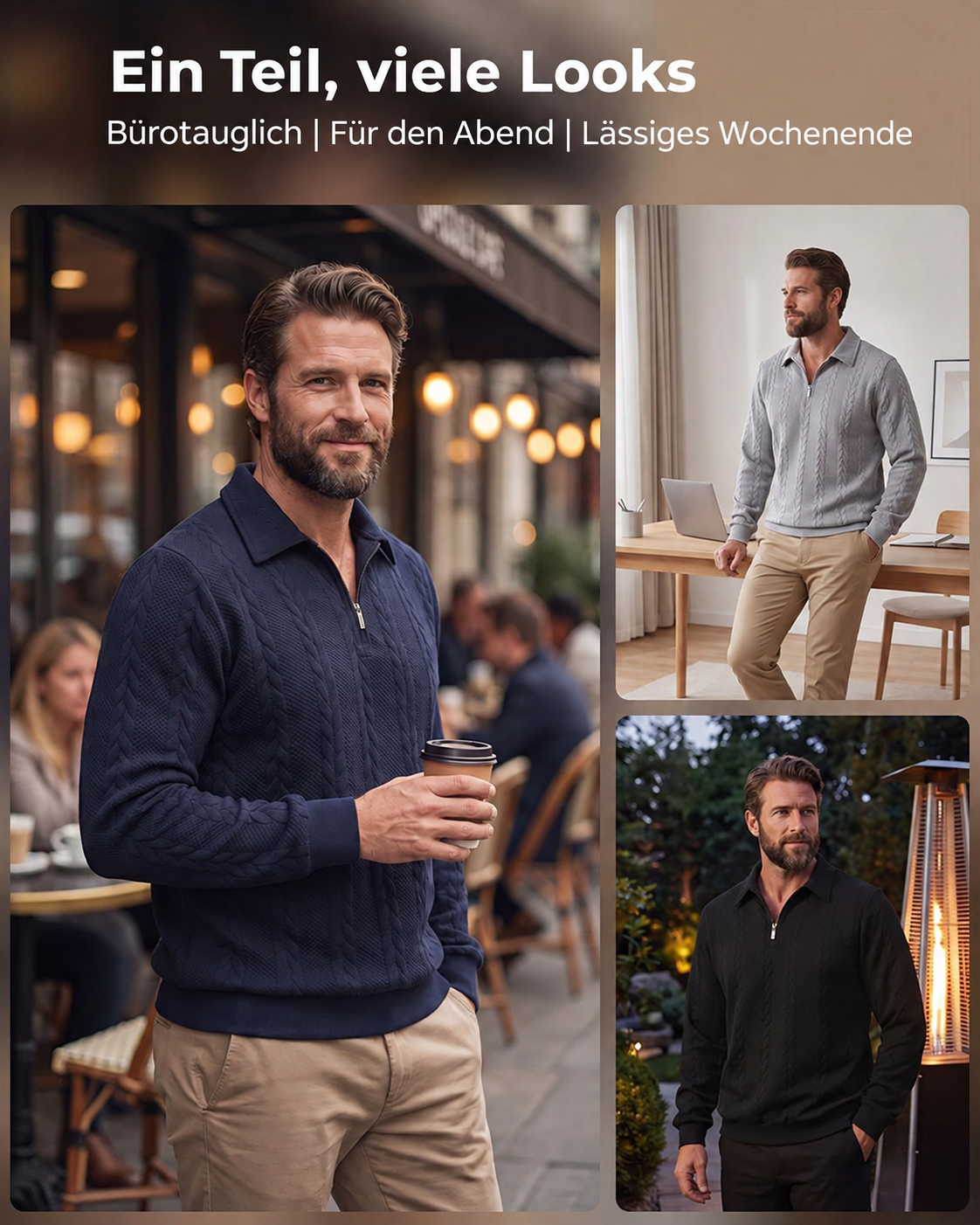 Herren Gestrickter Half-Zip-Pullover – Zopfmuster, tailliert, schlicht, zeitlos-elegant für Herbst & Winter --- Kaufen Sie 2 und sichern Sie sich 15% Rabatt & kostenfreien Versand!