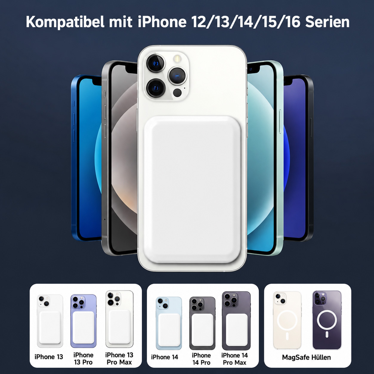 5000mAh Magnetic Power Bank for iPhone 12-17 Series with MagSafe