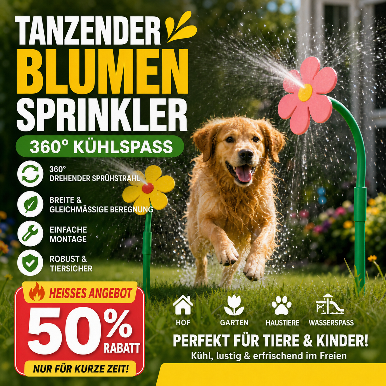 ✨️50% OFF! Boost your courtyard happiness! 360° Rotating Dancing Flower Sprinkler-Funny Dancing Flower Yard Lawn Sprinkler