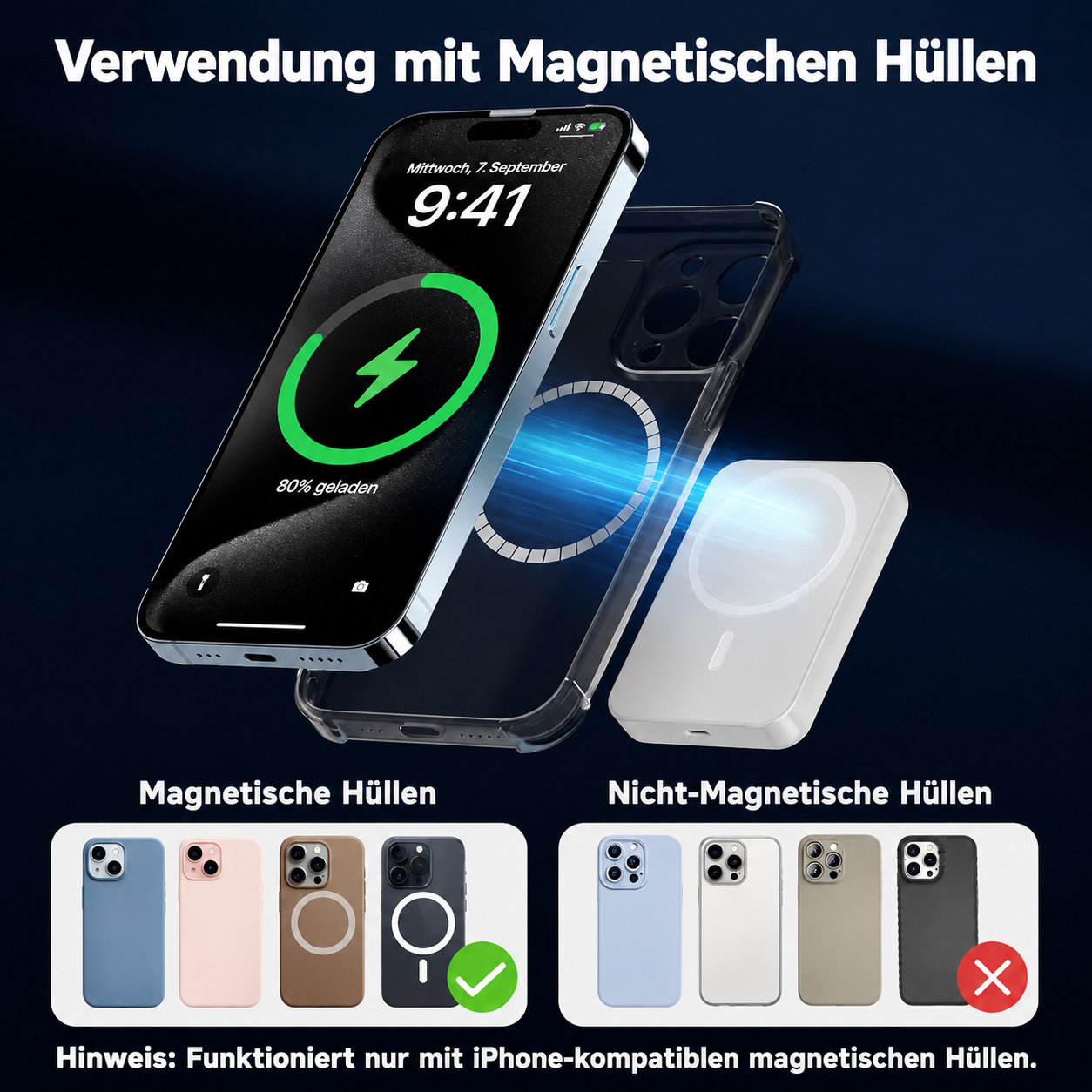 5000mAh Magnetic Power Bank for iPhone 12-17 Series with MagSafe