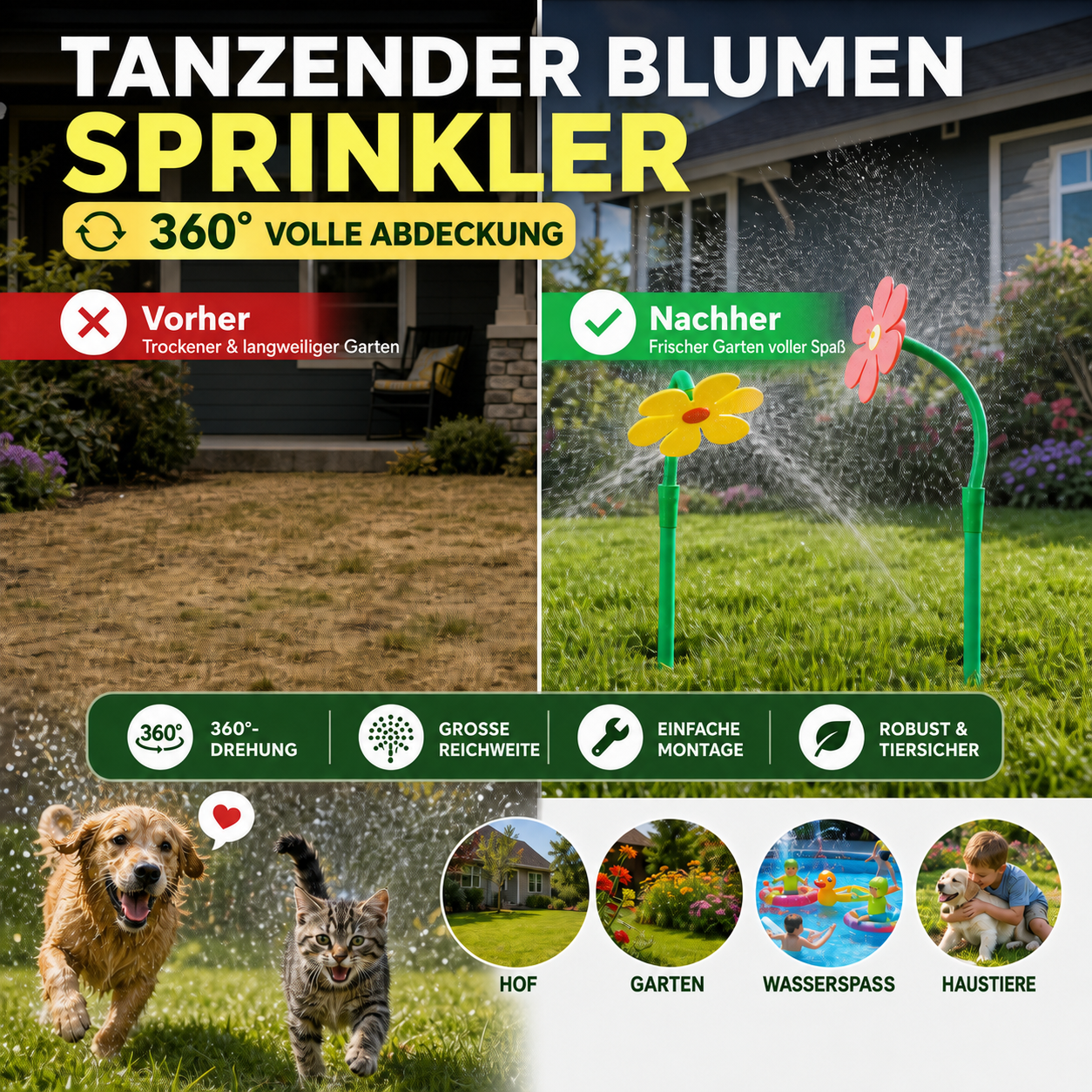 ✨️50% OFF! Boost your courtyard happiness! 360° Rotating Dancing Flower Sprinkler-Funny Dancing Flower Yard Lawn Sprinkler