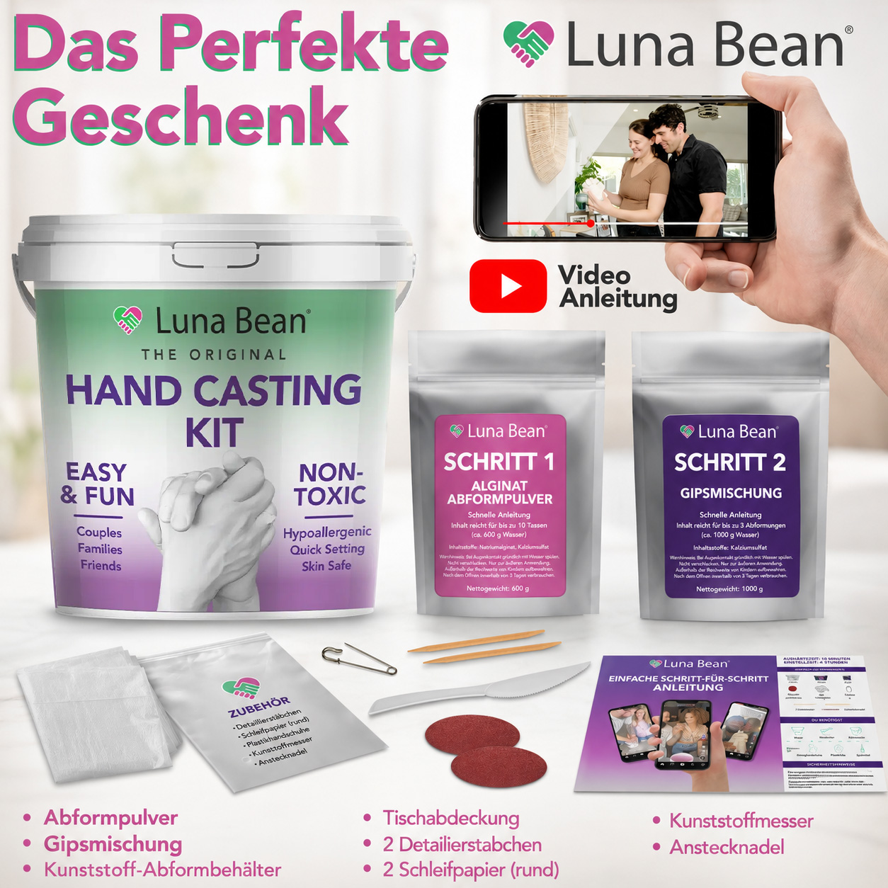 🖐️ Professionelles Handabdruck-Set – Feinguss-Skulptur in atemberaubender Detailtreue