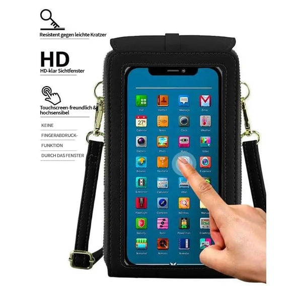 🏆 NUR HEUTE: Nur 14.85 €!! 👜📱 Schlichte, elegante Damen-Umhängetasche mit Touchscreen-Fenster