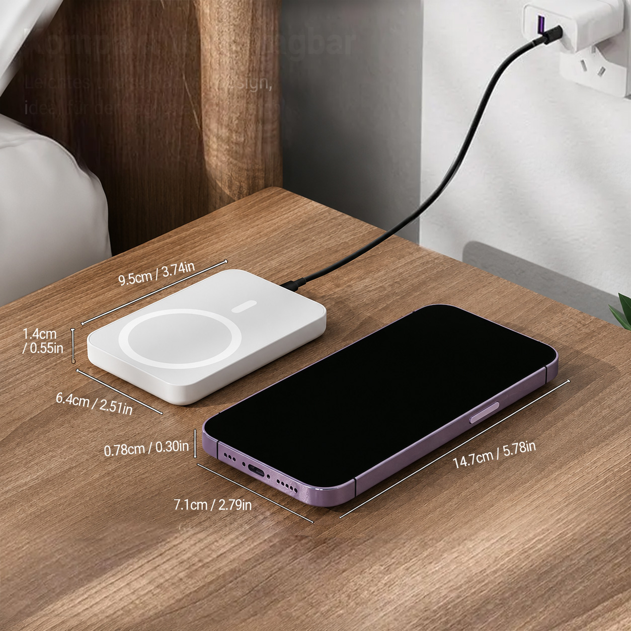 5000mAh Magnetic Power Bank for iPhone 12-17 Series with MagSafe