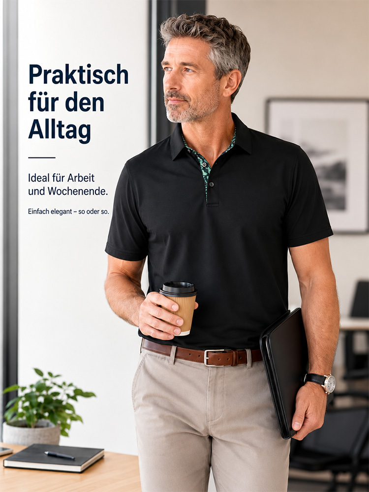 Herren Performance Polo-Shirt – schnelltrocknend, feuchtigkeitsableitend, 4-Wege-Stretch, UPF30+, Kontrastkragen für Arbeit und Alltag---Kaufen Sie 2 und sichern Sie sich 15% Rabatt & kostenfreien Versand!