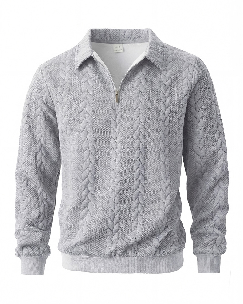 Herren Gestrickter Half-Zip-Pullover – Zopfmuster, tailliert, schlicht, zeitlos-elegant für Herbst & Winter --- Kaufen Sie 2 und sichern Sie sich 15% Rabatt & kostenfreien Versand!