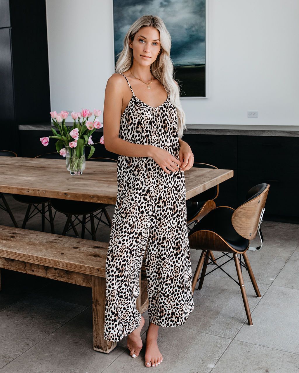 🌞 Damen Batik-Jumpsuit mit Spaghettiträgern – Weites Bein, locker & sommerlich 👗
