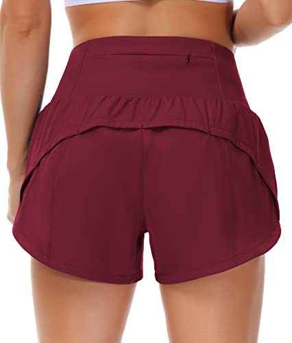 ❤Damen High-Waist Yoga-Shorts mit Gesäßtasche & Doppellage – Atmungsaktiv, für Sport & Laufen