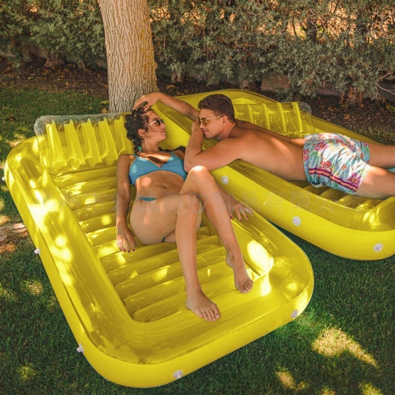 Sloosh Inflatable Tanning Pool Lounge Float with Cup Holder