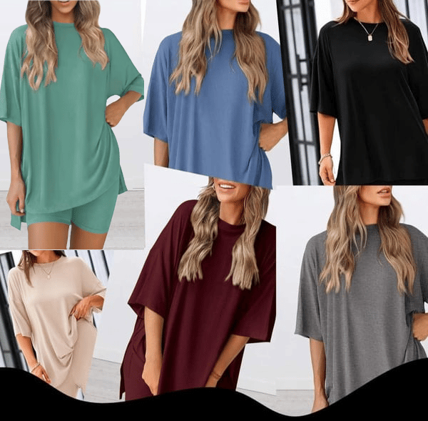 🎁 49 % Rabatt auf Damen-Sommer-Set – lässiges Oversized-Outfit in 2 Teilen 👕🩳 (2026 Aktion)