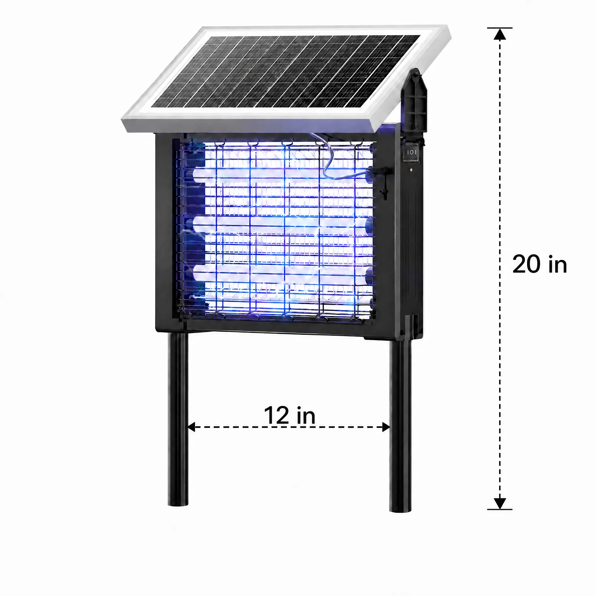 Solar-Insektenvernichter mit UV-Licht & 3.500V Hochspannungsgitter – IPX4 wasserdicht, USB & Solar