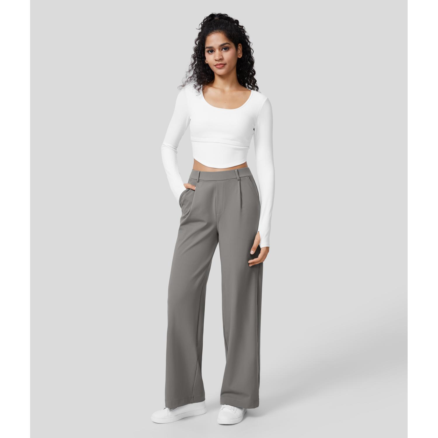 Halara Flex High Waisted Plicated Side Pocket Straight Leg Work Pants #SwimWeek