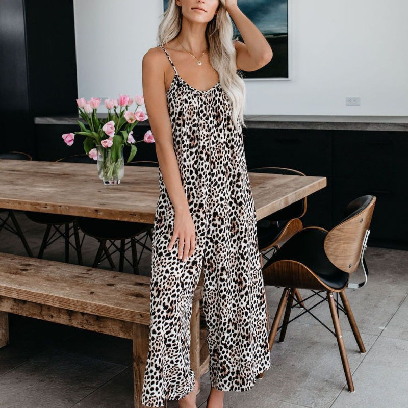 🌞 Damen Batik-Jumpsuit mit Spaghettiträgern – Weites Bein, locker & sommerlich 👗