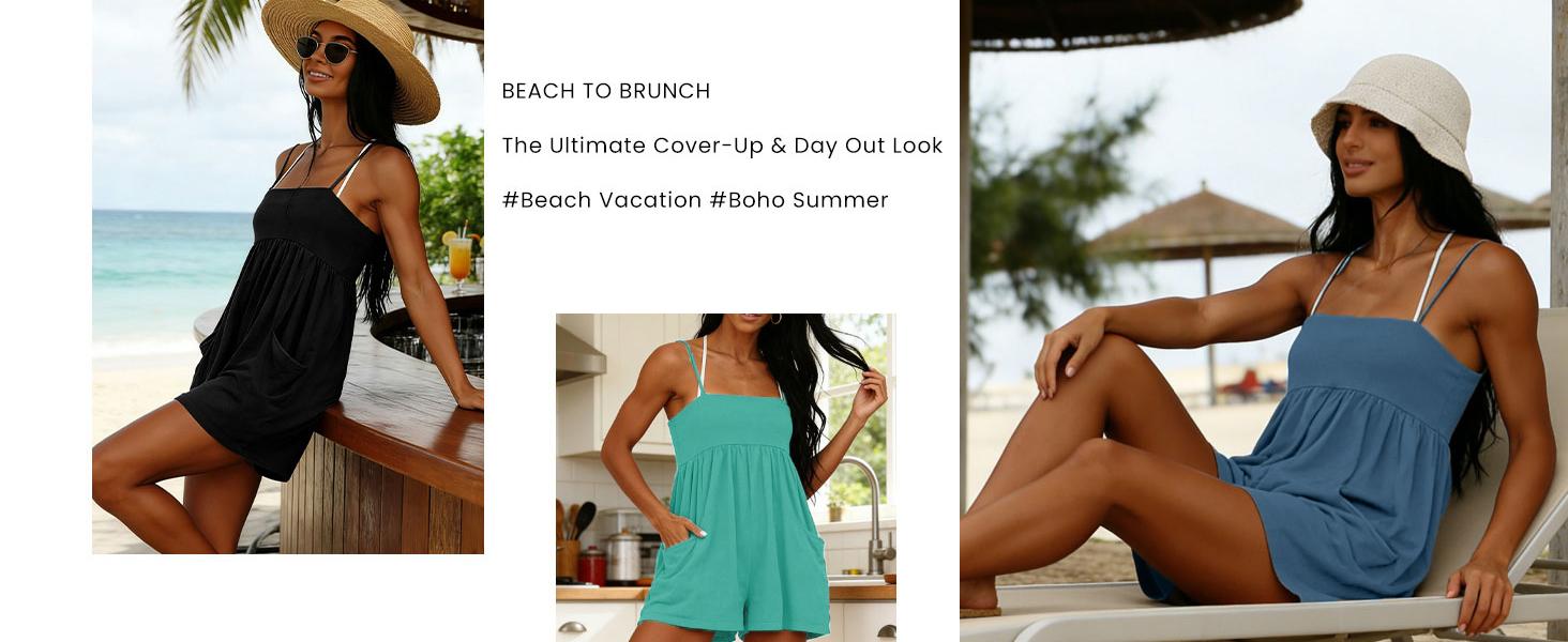 YeeZaa Summer Strappy Romper 4th of July Holiday for Women Square Casual Oversized Workout Athletic Romper Neck Backless 95% Cotton Overalls 95%Cotton Spaghetti Strap Sleeveless One Piece Jumpsuit with Pockets Y2K Beach Vacation Outfit 2026 summerwins