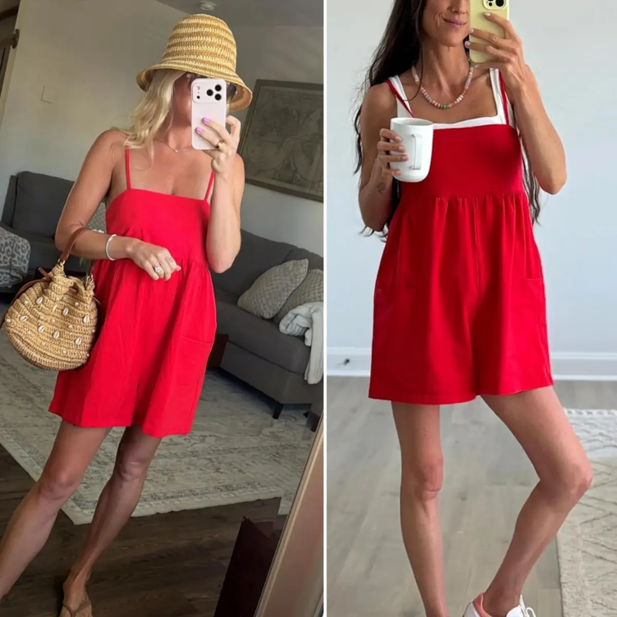 Women's Summer Cotton Strappy Romper | Casual Sleeveless Shorts Jumpsuit with Pockets