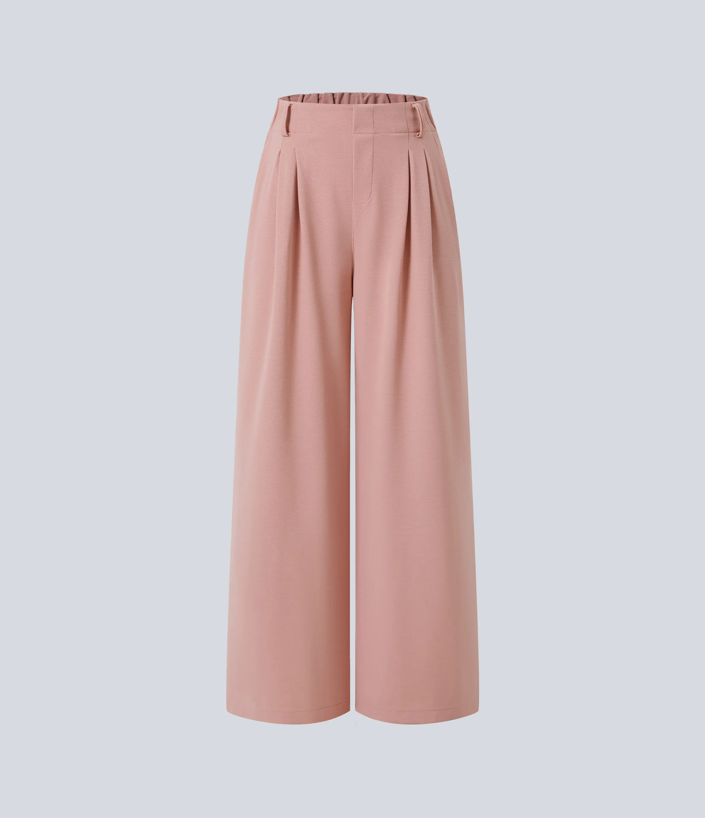 High Waisted Pocket Wide Leg Waffle Work Pants