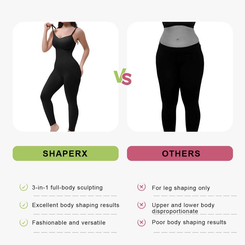 Full Body Shapewear Tummy Control High Waisted Seamless Leggings Stretchy Bodysuit Black Sculpting