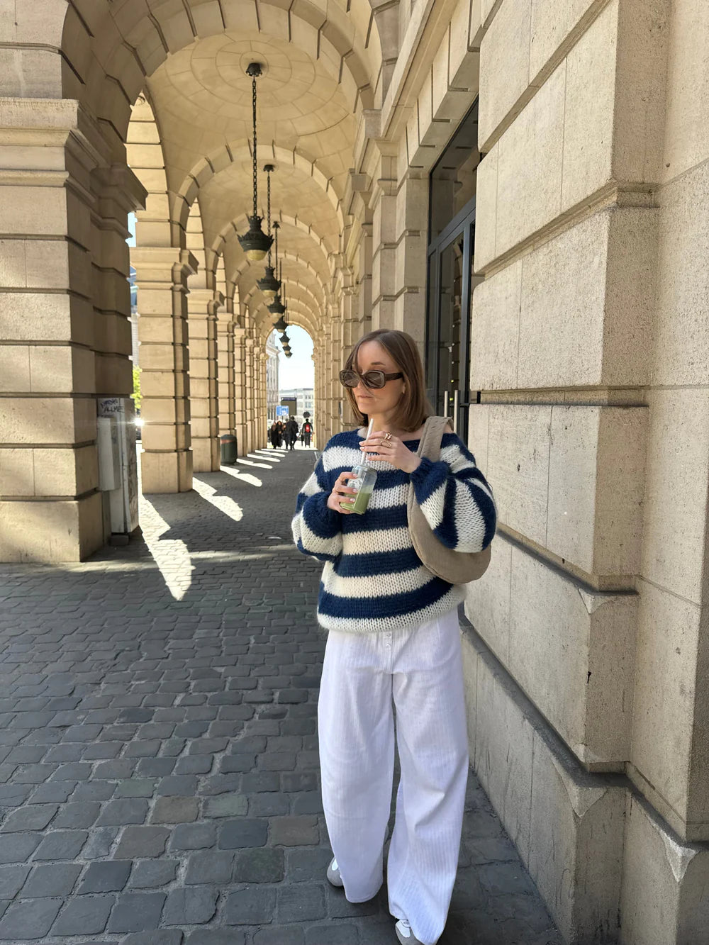 Women’s Round Neck Striped Oversized Relaxed Long Sleeve Knit Sweater💕