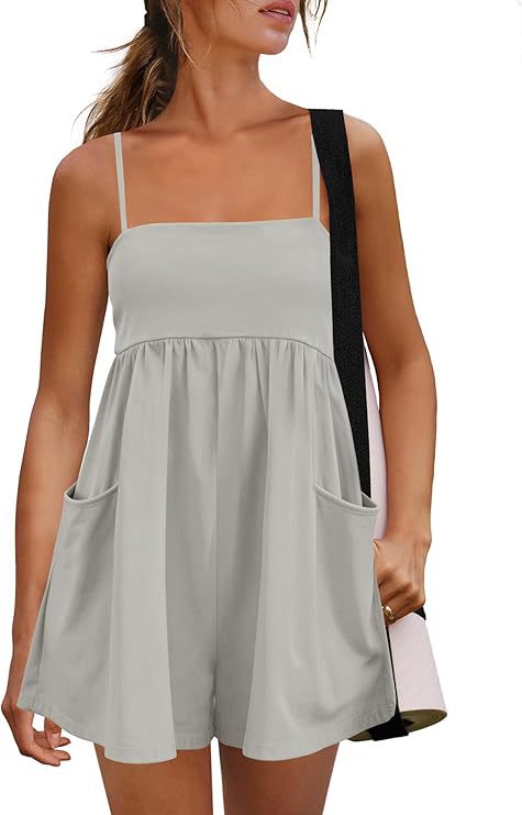 Women's Summer Cotton Strappy Romper | Casual Sleeveless Shorts Jumpsuit with Pockets