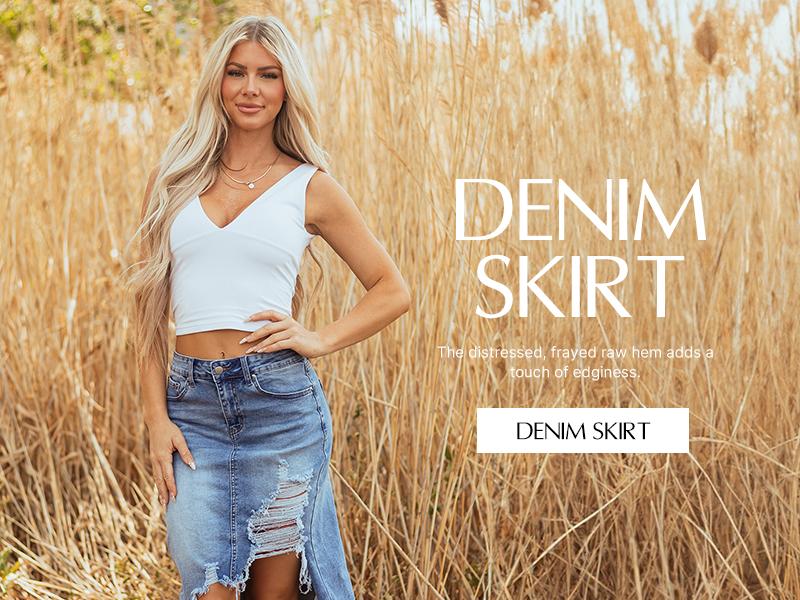Asvivid Women's High Waist Cowboy Denim Skirt, Casual Soft Cotton Midi with Asymmetrical Slit and Ripped Frayed Hem Asvivid Women's High Waist Cowboy Denim Skirt, Casual Soft Cotton Midi with Asymmetrical Slit and Ripped Frayed Hem