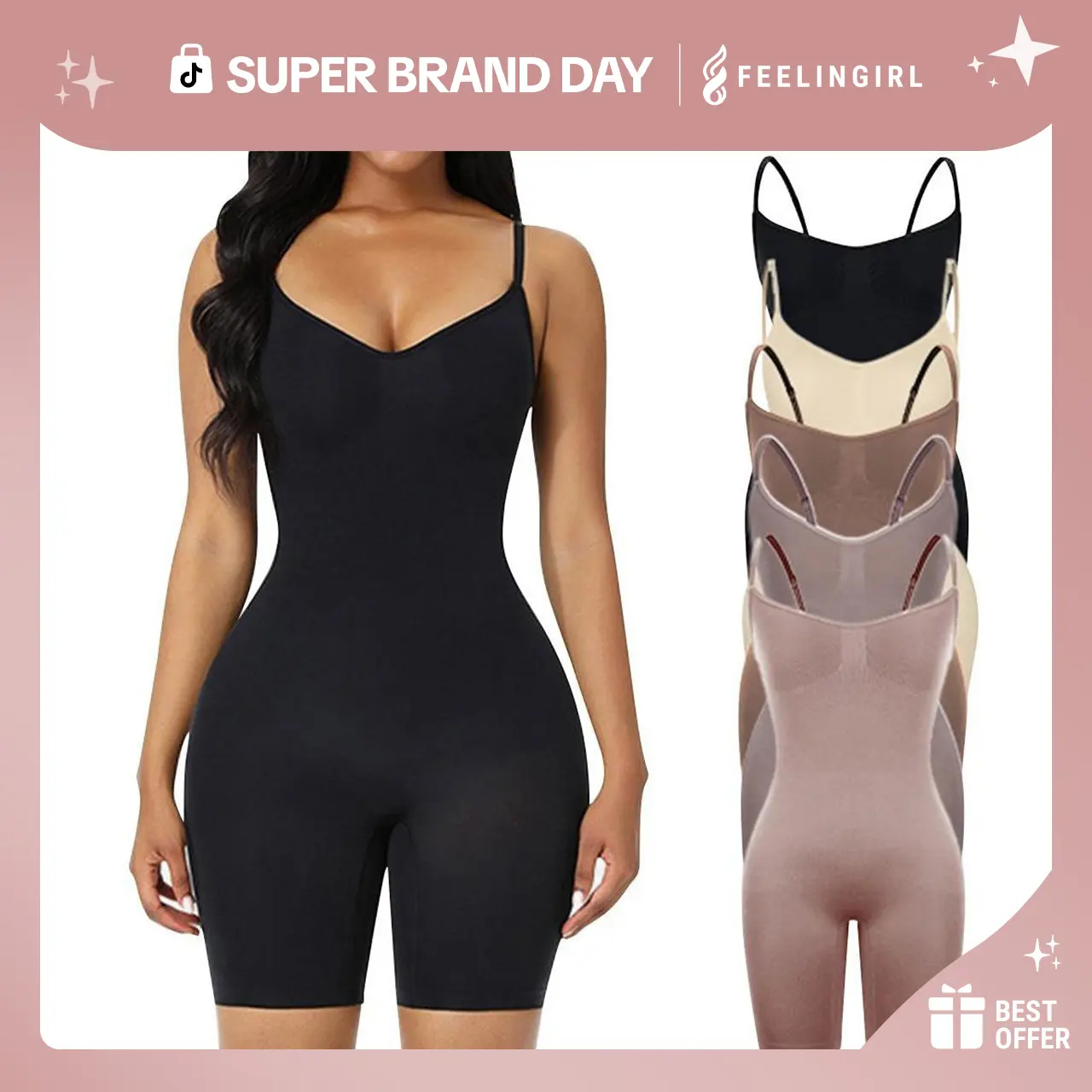 Shapewear for Women Butt Lifter Bodysuit Tummy Control Shapewear Seamless Womenswear Comfort Spaghetti Strap Hip Underwear Basic Minimalist Super Brand Day #Summervibes