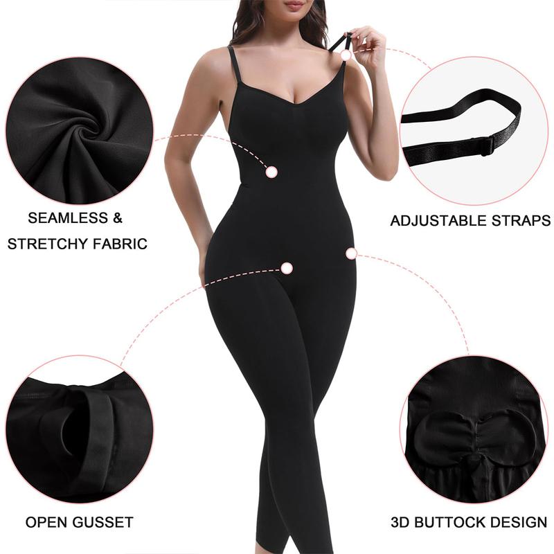 Full Body Shapewear Tummy Control High Waisted Seamless Leggings Stretchy Bodysuit Black Sculpting