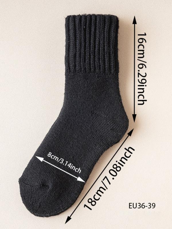 Nyzfexk Women's Solid Mid-calf Socks, Casual Soft Comfy Warm Socks for Fall & Winter, Women's Socks for Daily Wear