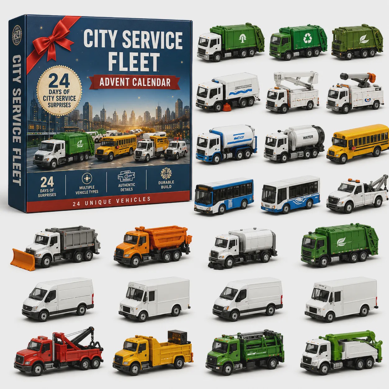 🚜Build the Fleet Collection 24-Day Vehicle Advent Calendar Series Christmas gifts