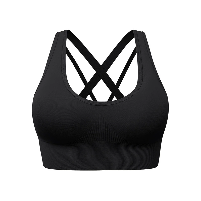 Sports Bra for Women Padded Medium Support Criss Cross Strappy Bras Seamless High Impact Yoga Exercise Athletic Bras