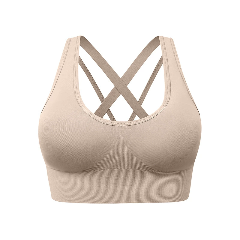 Sports Bra for Women Padded Medium Support Criss Cross Strappy Bras Seamless High Impact Yoga Exercise Athletic Bras