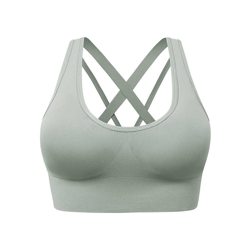 Sports Bra for Women Padded Medium Support Criss Cross Strappy Bras Seamless High Impact Yoga Exercise Athletic Bras