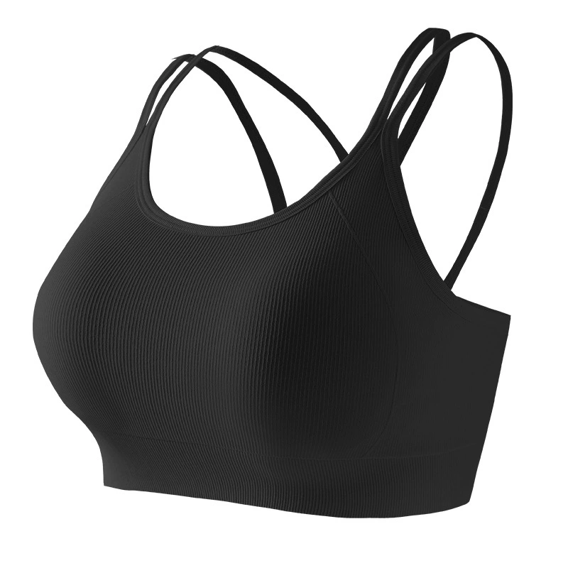 Women's Criss Cross Backless Removable Pad Fitness Bra, Push Up Yoga Bra, Solid Color Wireless Sports Top for Daily Wear, Women's Underwear for All Seasons