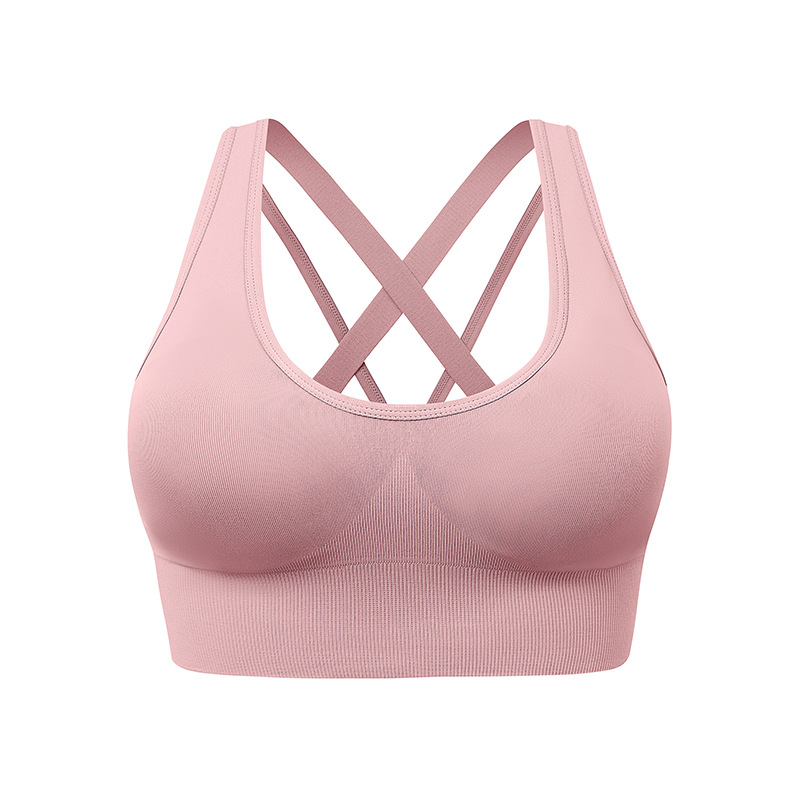 Sports Bra for Women Padded Medium Support Criss Cross Strappy Bras Seamless High Impact Yoga Exercise Athletic Bras