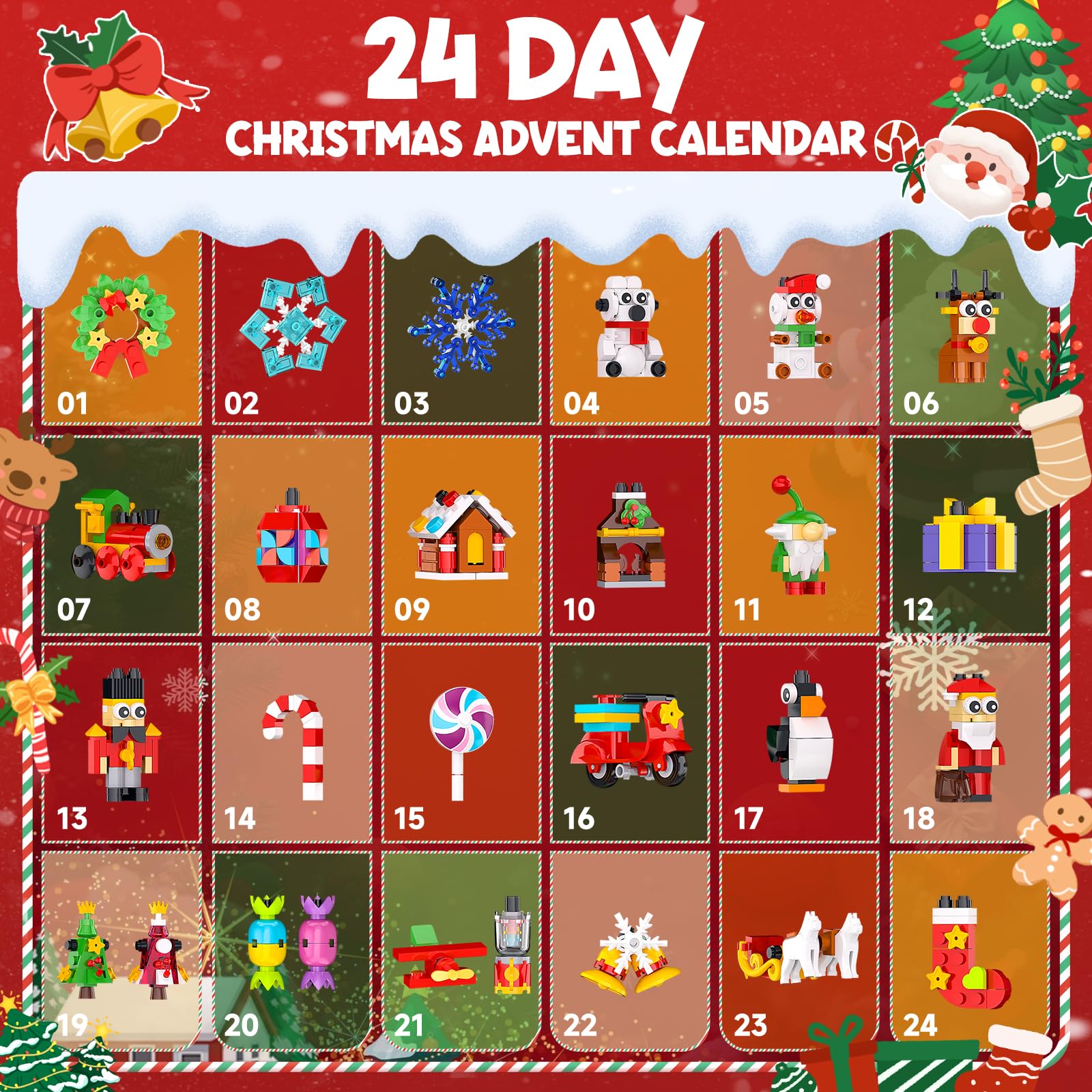Christmas Advent Calendar 2026 Building Sets, 24 Packs Christmas Ornaments Building Kit