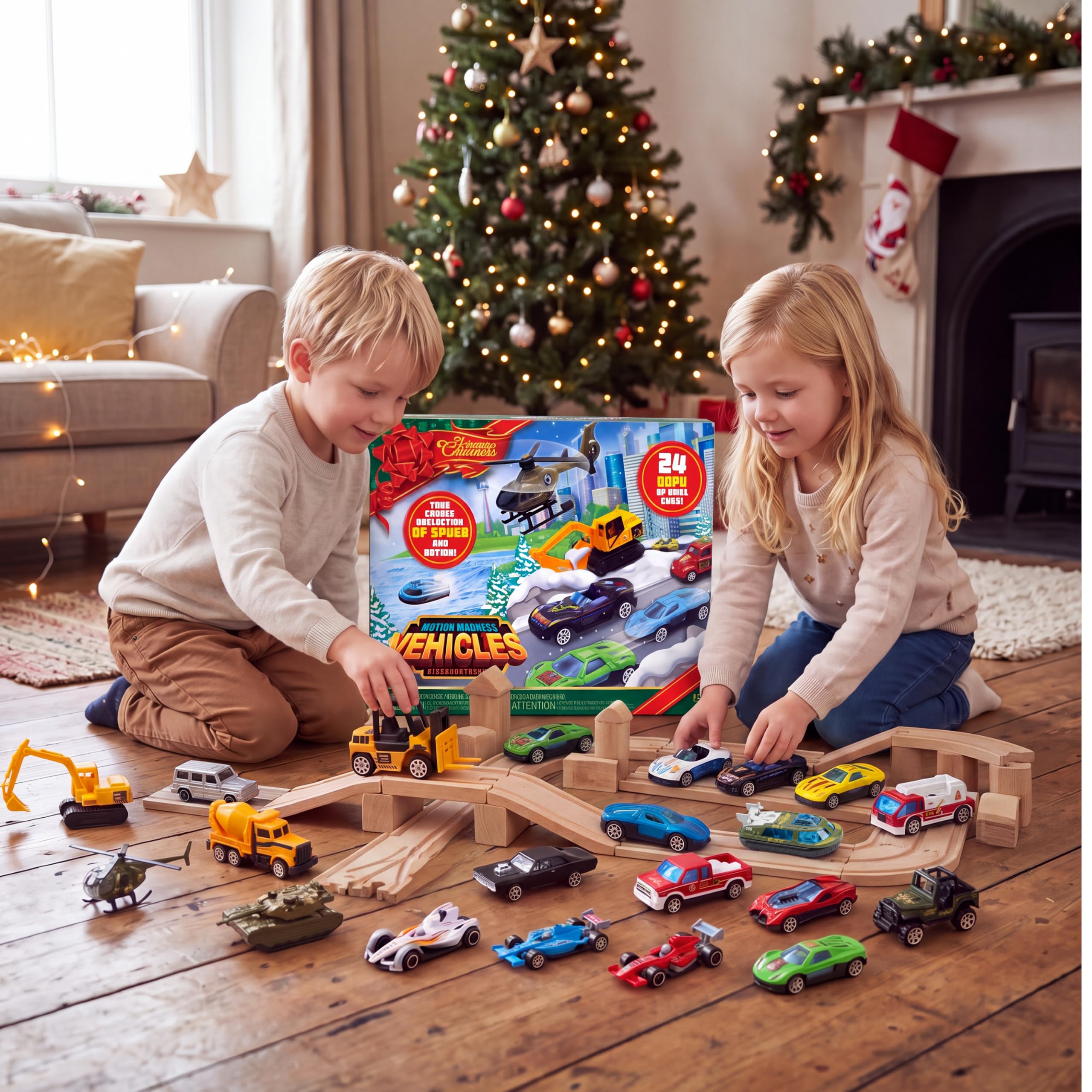 2026 Die-Cast Car Advent Calendar – 24-Day Christmas Countdown Vehicle Set for Kids