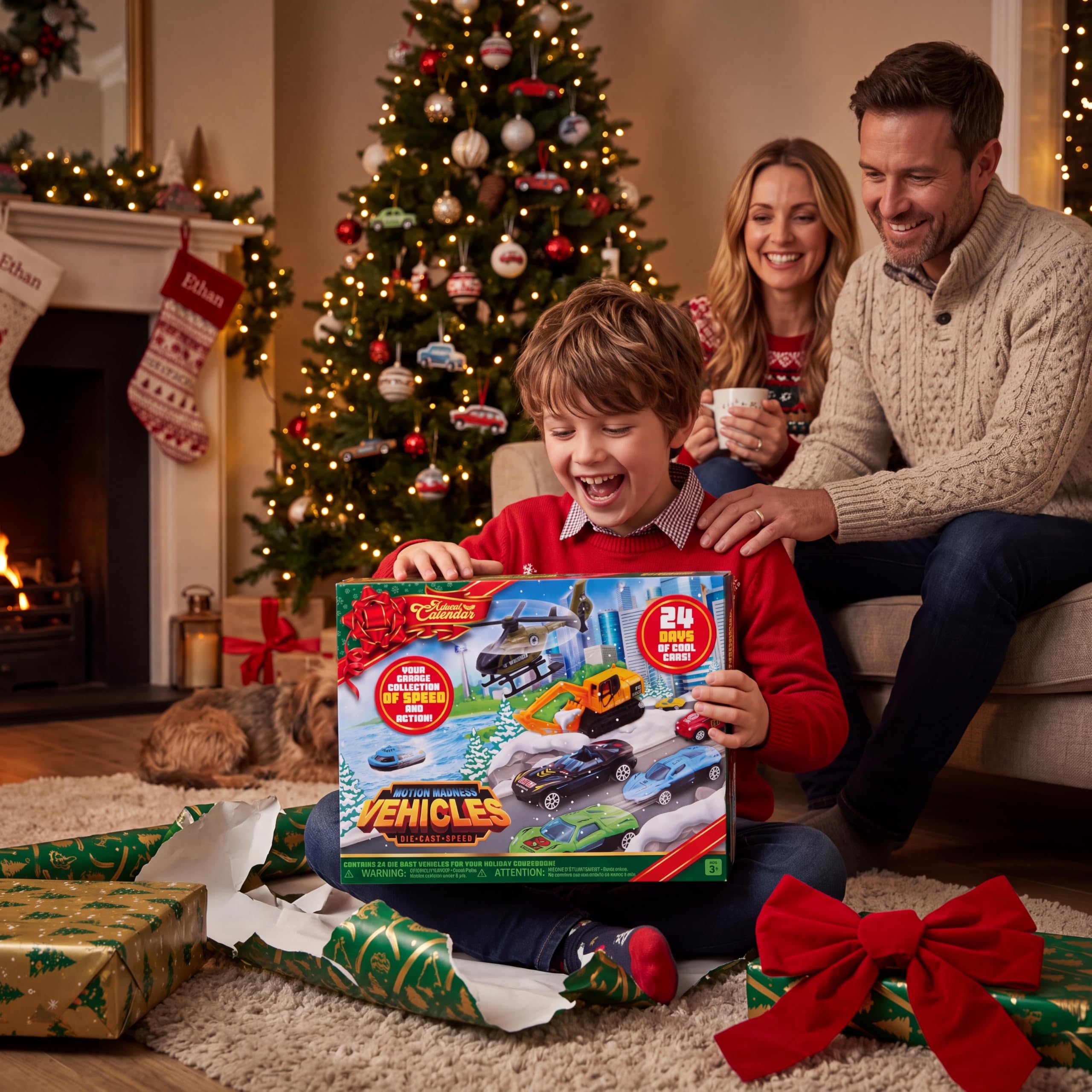 2026 Die-Cast Car Advent Calendar – 24-Day Christmas Countdown Vehicle Set for Kids