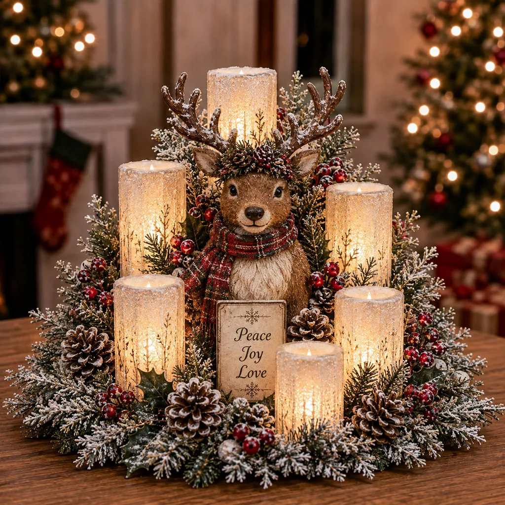 🌲Early Christmas Promotion 49% OFF🌲Christmas Lighted Centerpiece with Flameless Candle Glow