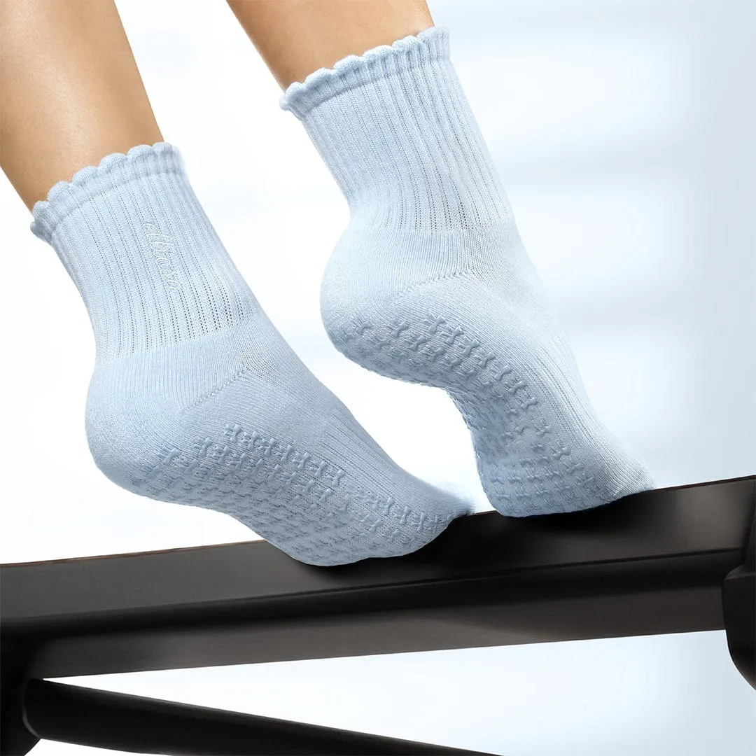 Pilates Socks Standard Grip Socks - 5 Pairs Of Mixed Styles - Black/White/Pink/Blue/Yellow
