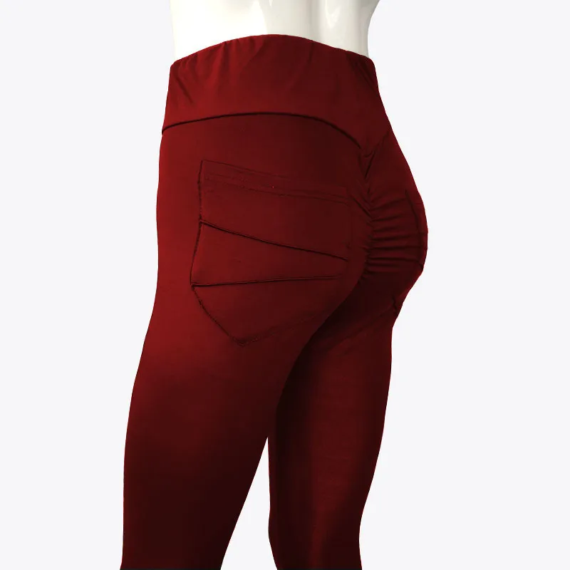 Solid-color Pocket Yoga Pants with Creases - Slimming and Shaping Workout Base Leggings That Hug The Body and Enhance The Buttocks Shape