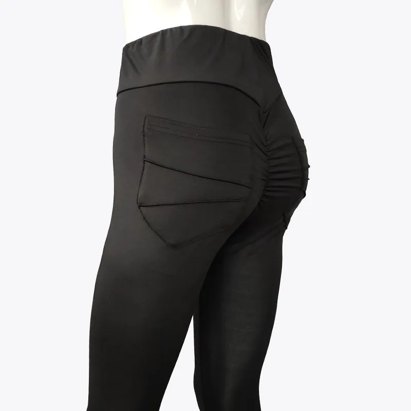 Solid-color Pocket Yoga Pants with Creases - Slimming and Shaping Workout Base Leggings That Hug The Body and Enhance The Buttocks Shape