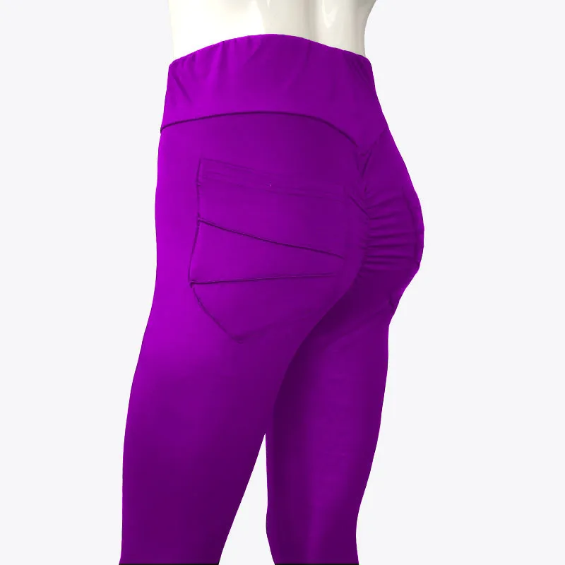Solid-color Pocket Yoga Pants with Creases - Slimming and Shaping Workout Base Leggings That Hug The Body and Enhance The Buttocks Shape