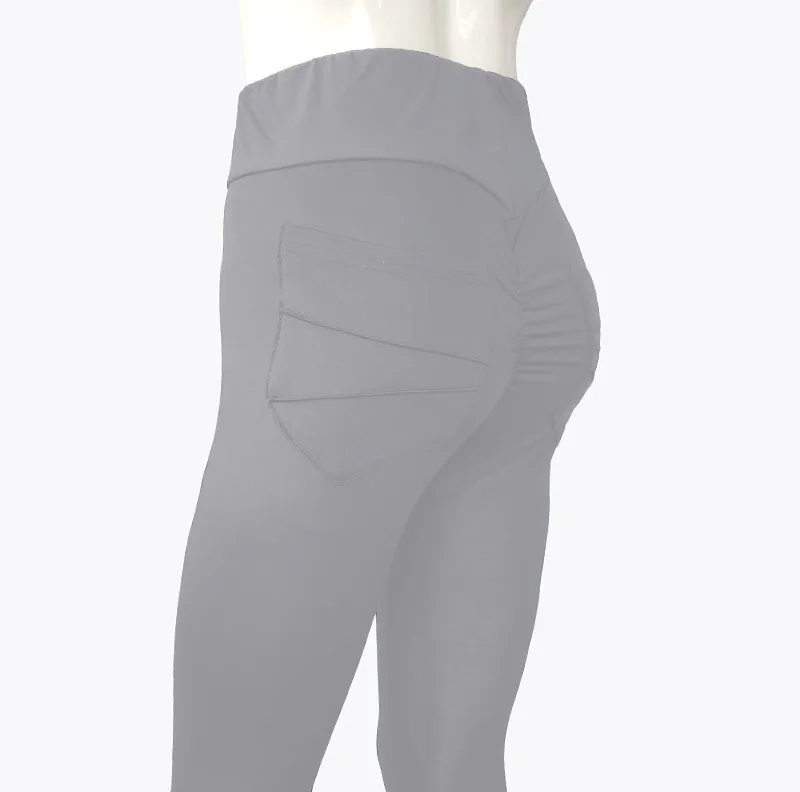 Solid-color Pocket Yoga Pants with Creases - Slimming and Shaping Workout Base Leggings That Hug The Body and Enhance The Buttocks Shape