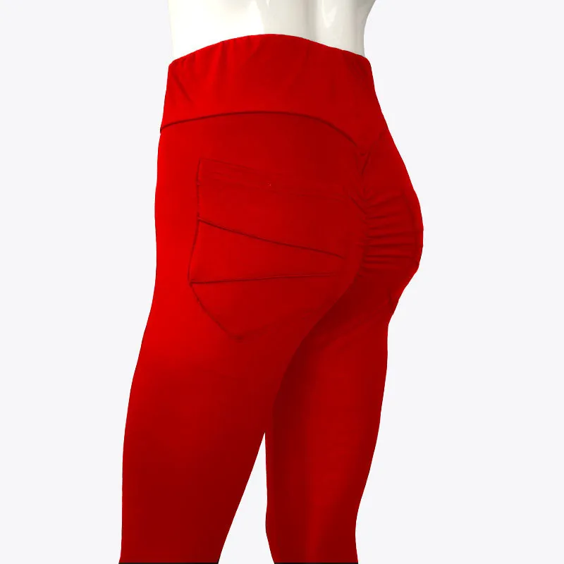 Solid-color Pocket Yoga Pants with Creases - Slimming and Shaping Workout Base Leggings That Hug The Body and Enhance The Buttocks Shape